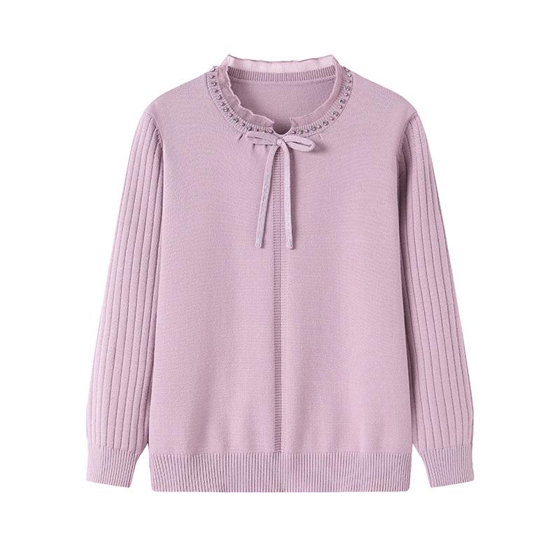 Haut en maille ajourée à manches longues pour femme: Mode Printanière pour les Mères Élégantes, Polyvalentes et Stylées d'Âge Moyen et Âgées