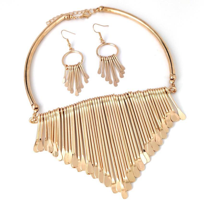 Elegant Multi-layer Tassel Necklace Set - Luxury European  American Fashion