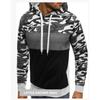 New Spring and Autumn Men's Fleece Hooded Sweatshirt Youth Trend Pullover Men's Camouflage Color Matching Slim Sweatshirt