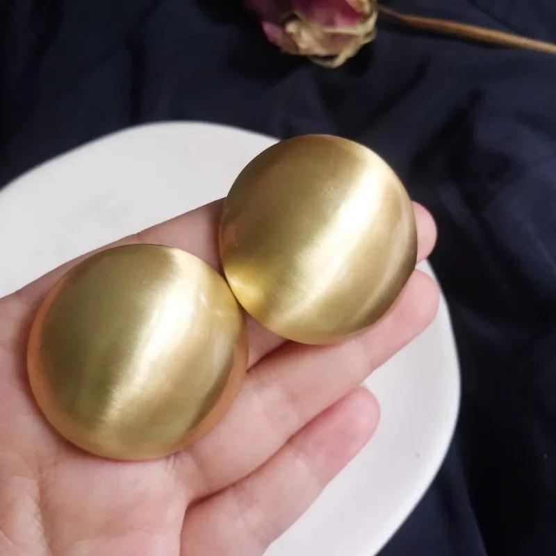 Vintage French Brushed Exaggerated Round Ball Large Earrings Women's Fashion Korean Versatile Drop Earrings Female Jewelry Gifts