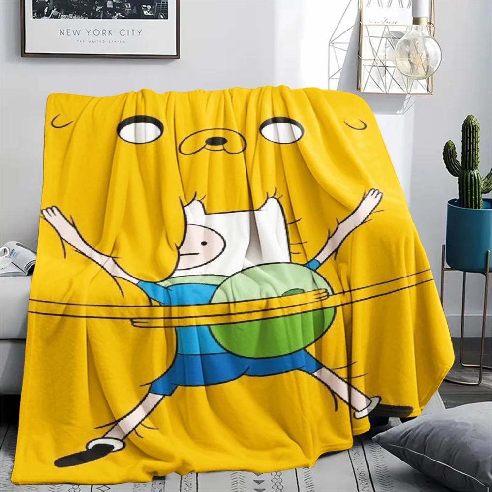 1Pc Adventure Time Print Flannel Blanket, High quality Comfortable for All Seasons, Home Decor, Warmth and Comfort, Perfect for Christmas Gifts 03