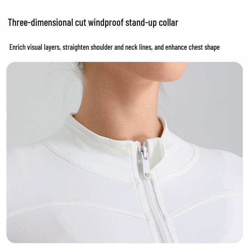 European & American Zipper Yoga Jacket - Quick-Drying, Slimming, Long Sleeve Fitness Top for Women
