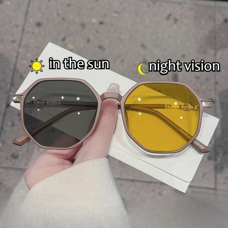 Night Vision Color Changing Day and Night Myopia Glasses Photochromic Myopia Glasses Driving-Specific UV Protection Anti-Glare Night Vision Eyewear