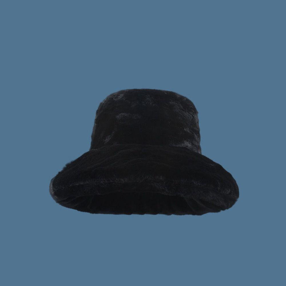 

Штучне хутро Панама Тепла шапка-гриб Модна рибальська шапка Осінь чорний