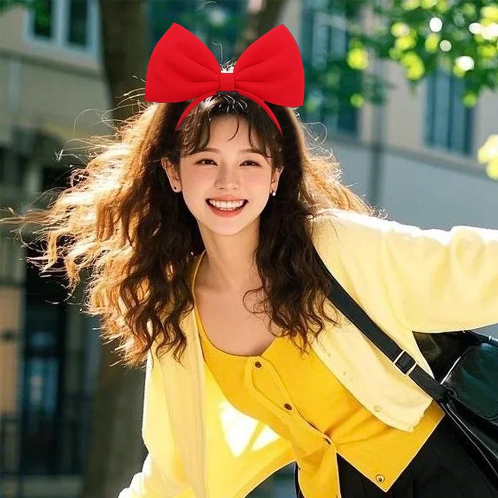 Umeloeo Band-Haarreifen, Set mit 2 Stück, Niedliches Rot, Große Schleife als Haarschmuck, Prinzessinnen-Haarreifen, Prinzessinnen-Accessoires, Cosplay, Lolita, Kostüm,