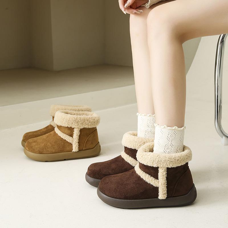 Women's Fur One Thick Bottom Heightening Winter Lightweight Padded Warm Snow Boots Non-slip Wear Casual Sneakers Plush Cotton Boots