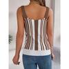 GMXIA Spring Summer V-neck Button Contrasting Color Cut-out Knitted Sweater Vacation Halter Top Women's Wear