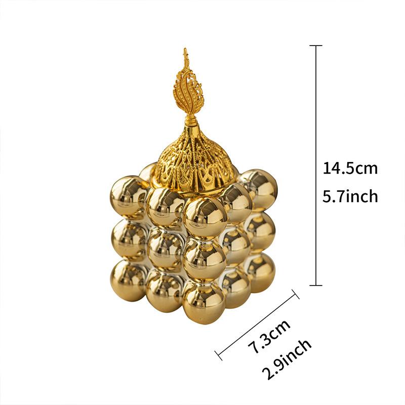 1pc Luxury Gold Arabic Aroma Burner Ceramics Incense Burner Aromatherapy Middle East Inspired Decor for Home Yoga Garden Camping