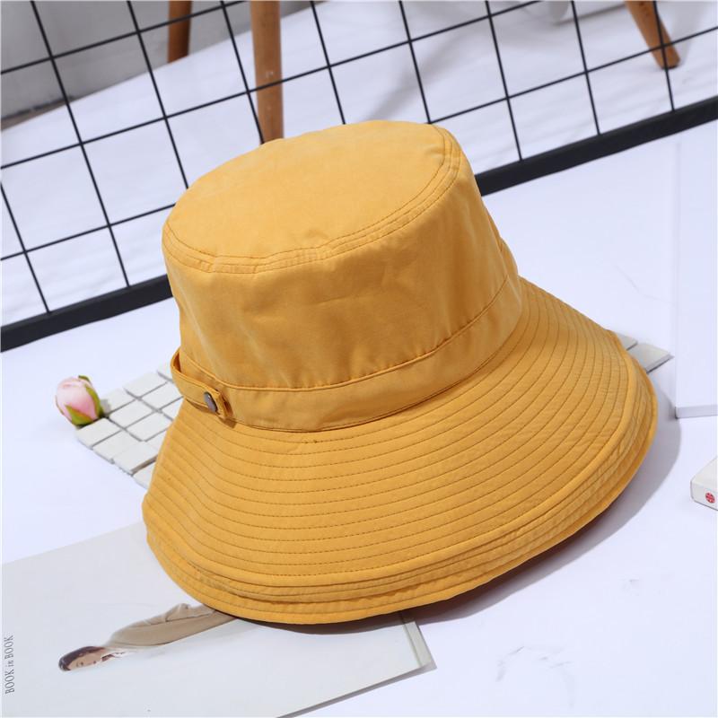 Bucket Hat Women's Summer Pure Cotton Breathable Sweat-absorbing Foldable Large Edge Sun Hat Easy To Carry