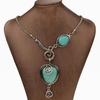 Dámský náhrdelník Vintage Charm Heart Bryndák Statement Přívěsek Tyrkysový