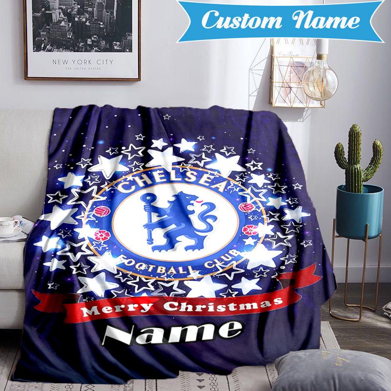 Custom Name Chelsea Crest Artwork Blanket Lightweight Ideal Bedding Blanket Perfect for Travel, Camping, Living Rooms, Sofas, Christmas gift