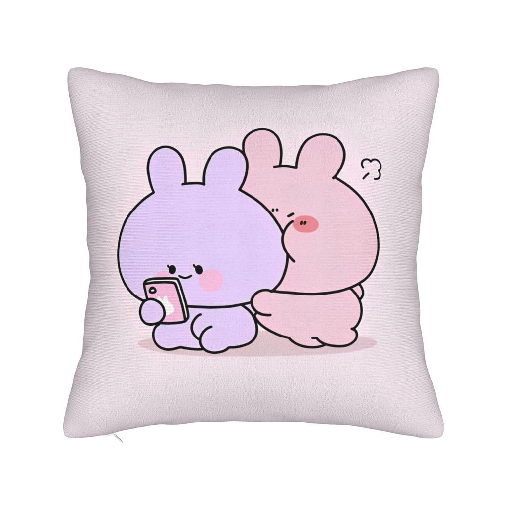 Rabbit Asamimichaan Cute Asamimi Square Pillow Case Polyester Decorative Pillow Fashion Pillowcase