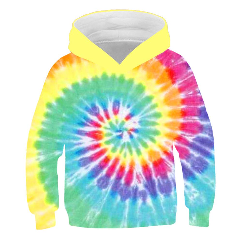 

Осенняя толстовка с капюшоном, красочные толстовки с принтом тай-дай, толстовка для мальчиков, принт, длинный рукав, модная верхняя одежда для детей, одежда для девочек 130