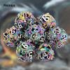 7 Pcs Colorful Circular Dragon Metal Dice Hollow Metal Polyhedral Dice Set Suitable for Role-Playing RPG  Board Game Card Game