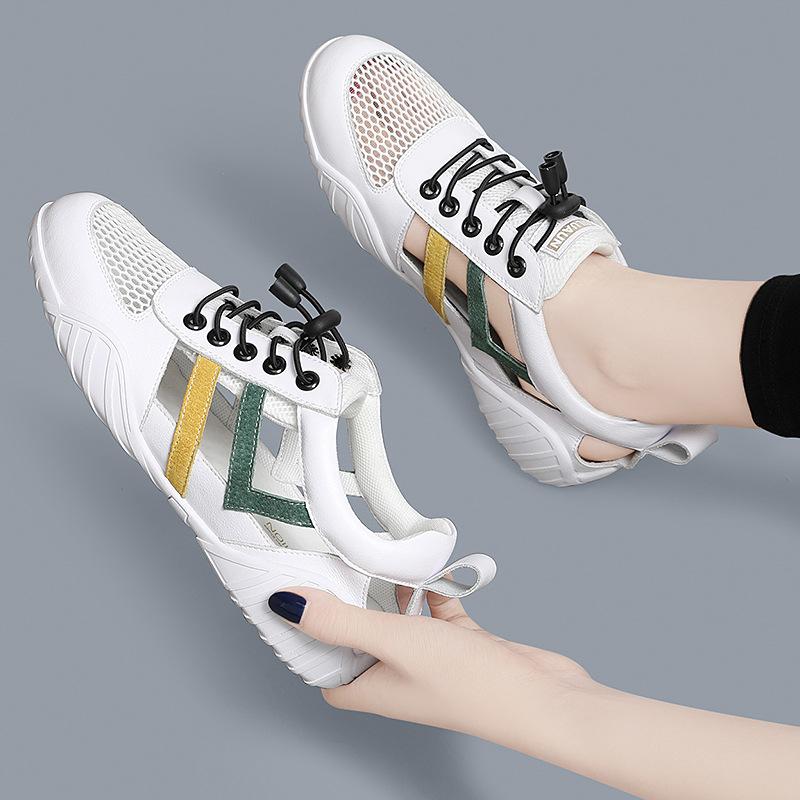 Little White Shoes Women's New Leather Sports Shoes Spring and Summer Travel Versatile Flat Casual Shoes Breathable Women's Shoes