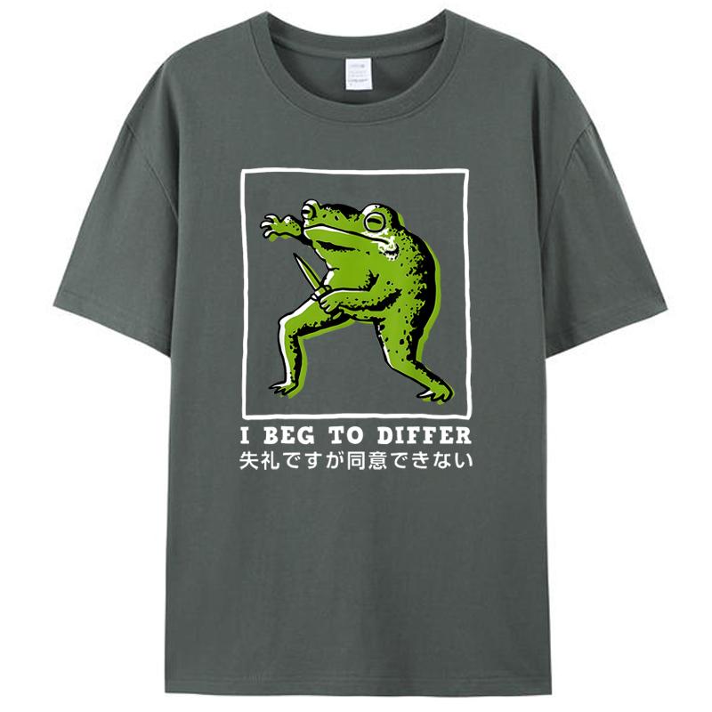I Beg To Differ Frog Japanese Funny Meme Vintage Woman Men's Clothing T Shirt Y2k Cotton Graphic Tee Shirts Tops Novelty Gifts