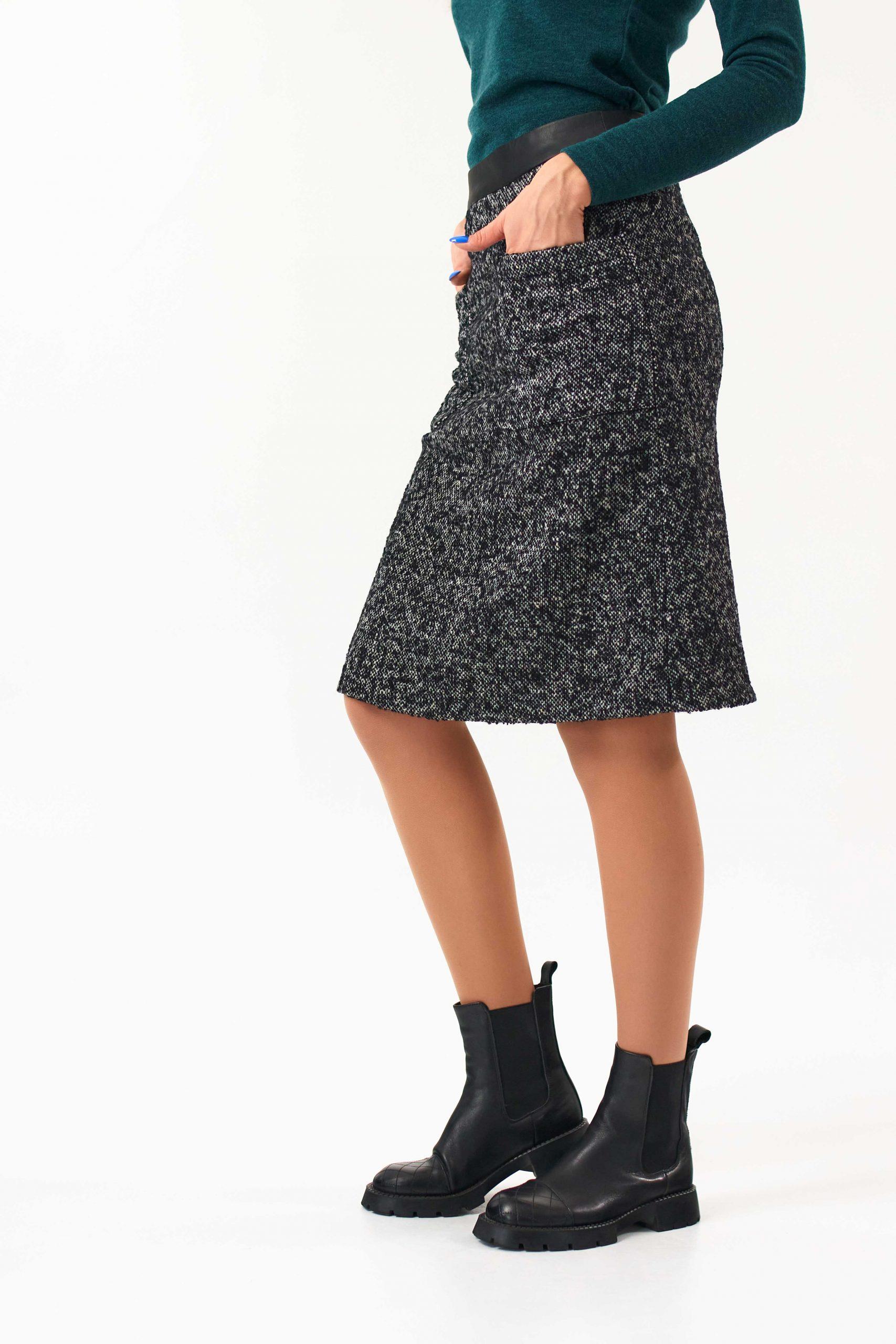 

Твідова тепла спідниця трапеція 46 чорний