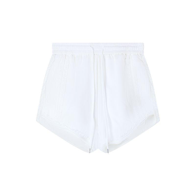 

Sweet Style Suit Younger Stripes Long Sleeves T-shirt Thin Tops Women s Autumn Irregular Casual Shorts Two-piece Set White spell Lace shorts One size