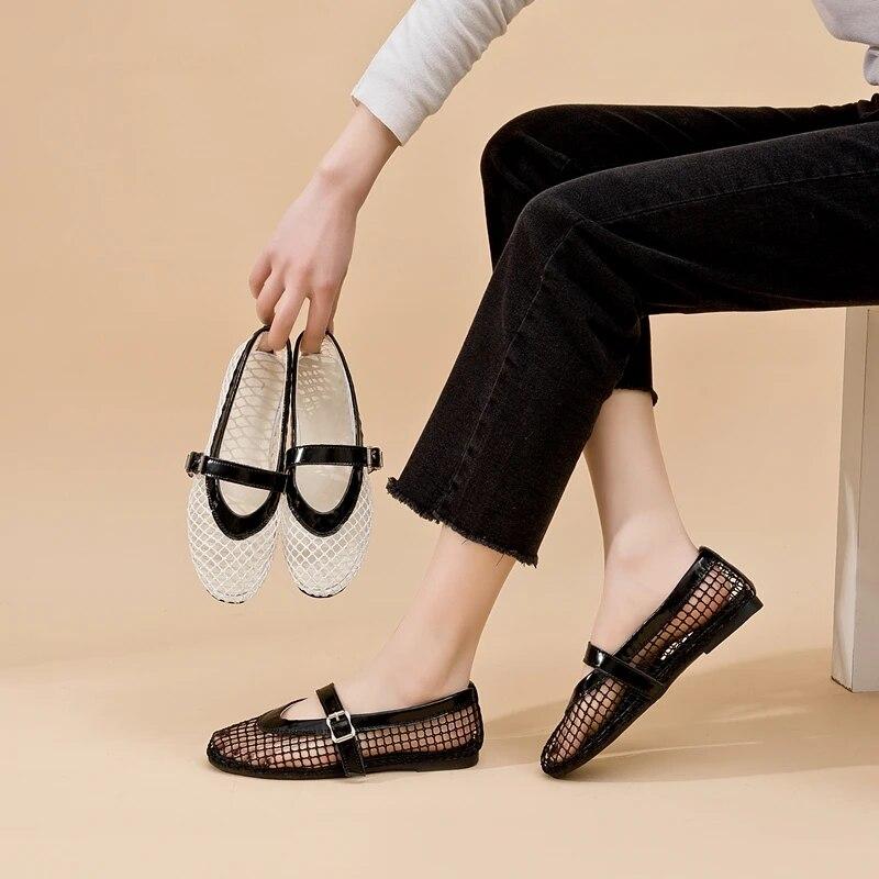 Sandales femme maille plate sandales femme taille maille printemps été chaussures femmes