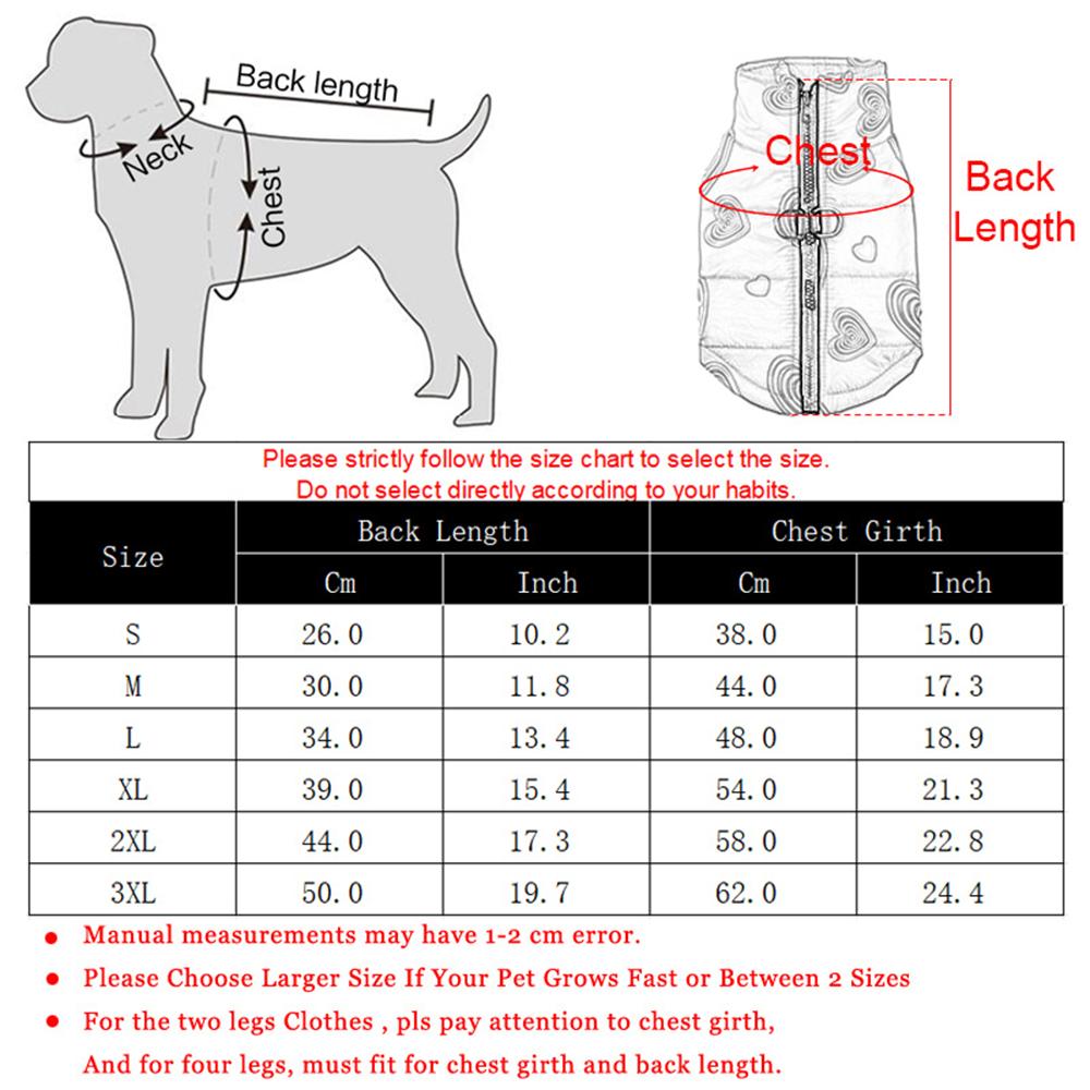 Windproof Warm Dog Clothes Love Print With D-ring Zipper Winter Waterproof Puppy Jacket For Small Medium Dogs Yorkshire Pet Coat
