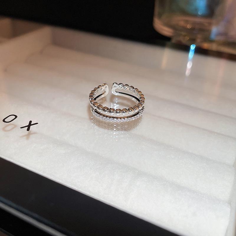 Zircon Open Ring: French Minimalist Style for Women