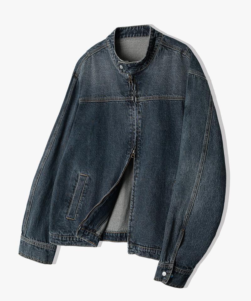 Underoff Washed Crop Denim Biker Jacket Black