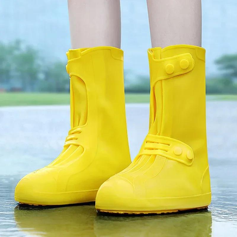 Anti Slip Breathable Rainshoe Cover Silicone Waterproof Rainboots Thickened Outdoor Hiking Travel Wear Resistant Repeatedly Used