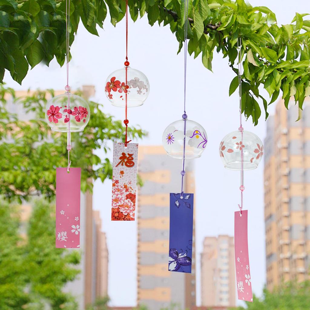 MrMrKura Wind Chimes Goldfish Cherry Blossom Glass Wind Chimes Set Handmade Wind Chimes Cute Entrance Wind Chimes Stylish Wind Chimes Clear Sound