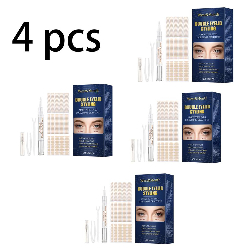 West&Month Doppellidband 480 Stück, Klebstofffrei, Netzspitze olivenförmig, Unsichtbar und natürlich, Wasserdicht und schweißfest für schöne Augen