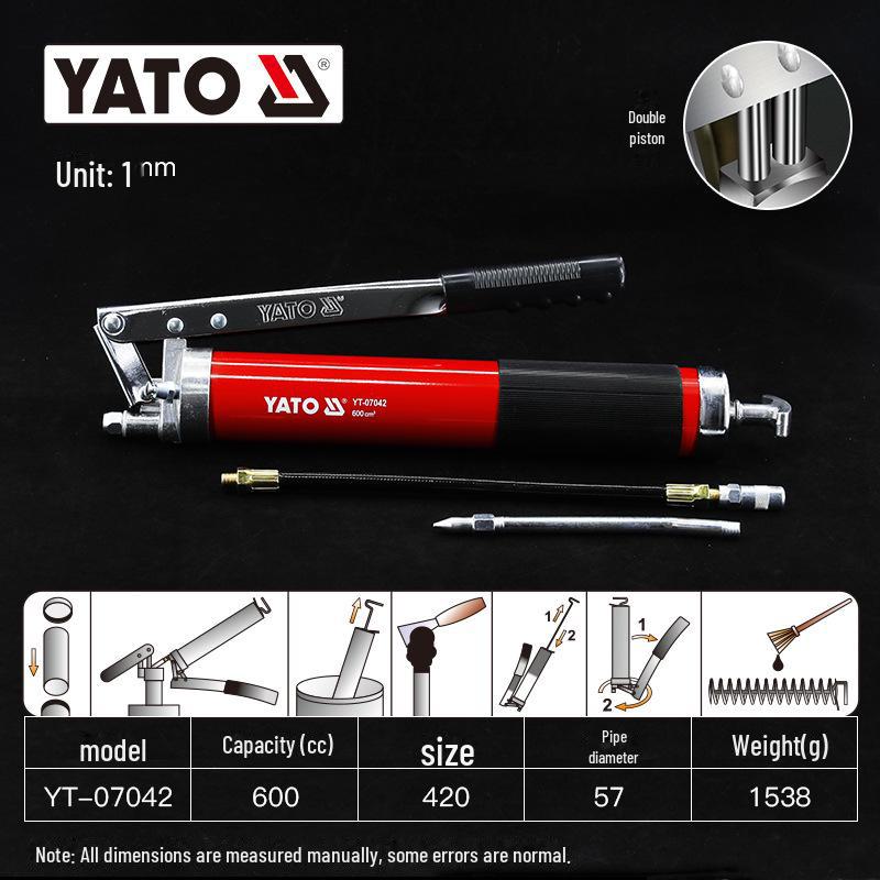"Yiertuo Industrial-Grade Grease Gun with Single/Double Piston Pneumatic Nozzle and Manual Hose"