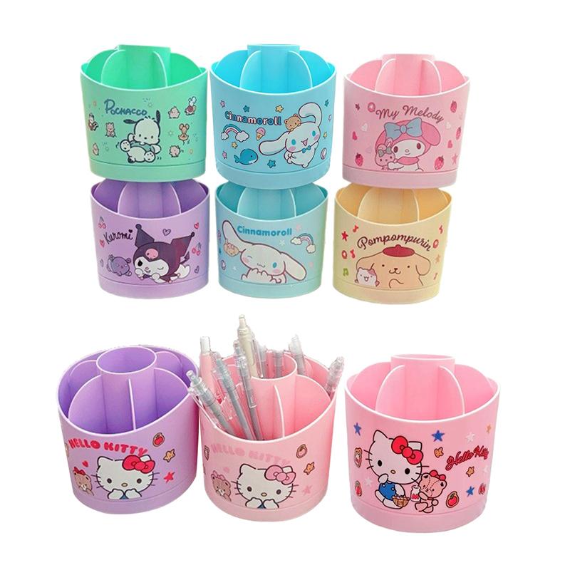 Sanrio Macaron Rotating Pen Holder Office Desktop Storage Box Kulomi Student Dormitory Desk Storage Pen Holder