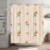 Vintage Floral Bath Shower Curtain Decorative Waterproof Fabric White Pink Yellow Flowers Design Size Customizable for Bathroom