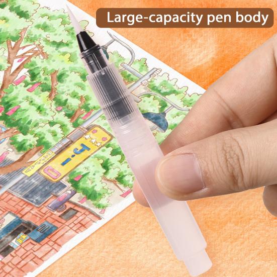 Portable Gouache Painting Book Tri-Fold Design Watercolor Pad Set with 12 Color Grids Ergonomic Brush Stress Relief Art Kit