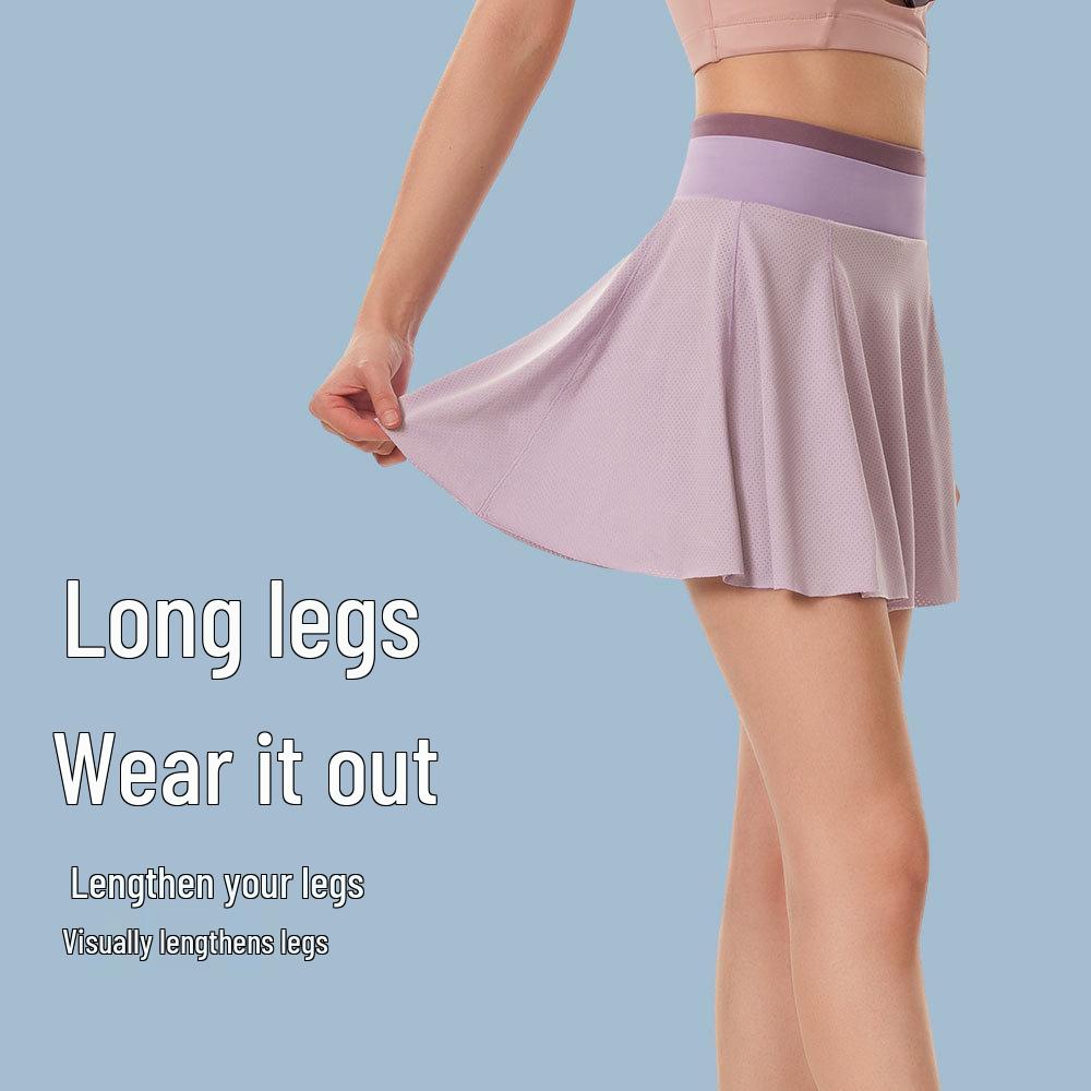 Lulu Sports Women's High Waist Pleated Yoga Skirt with Built-in Quick-Dry Shorts