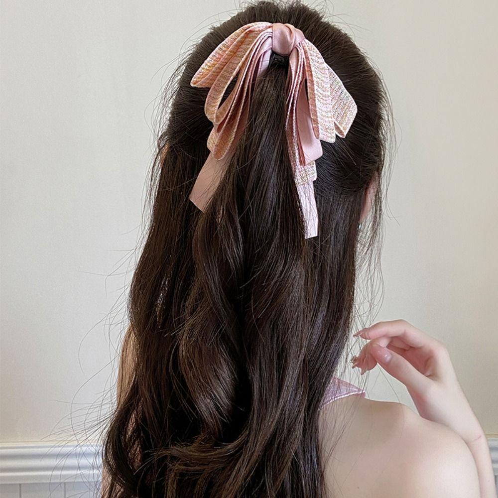 Ponytail Holder Cloth Banana Clip Korean Style Bowknot Hair Clip Cute Bow Vertical Clip Women