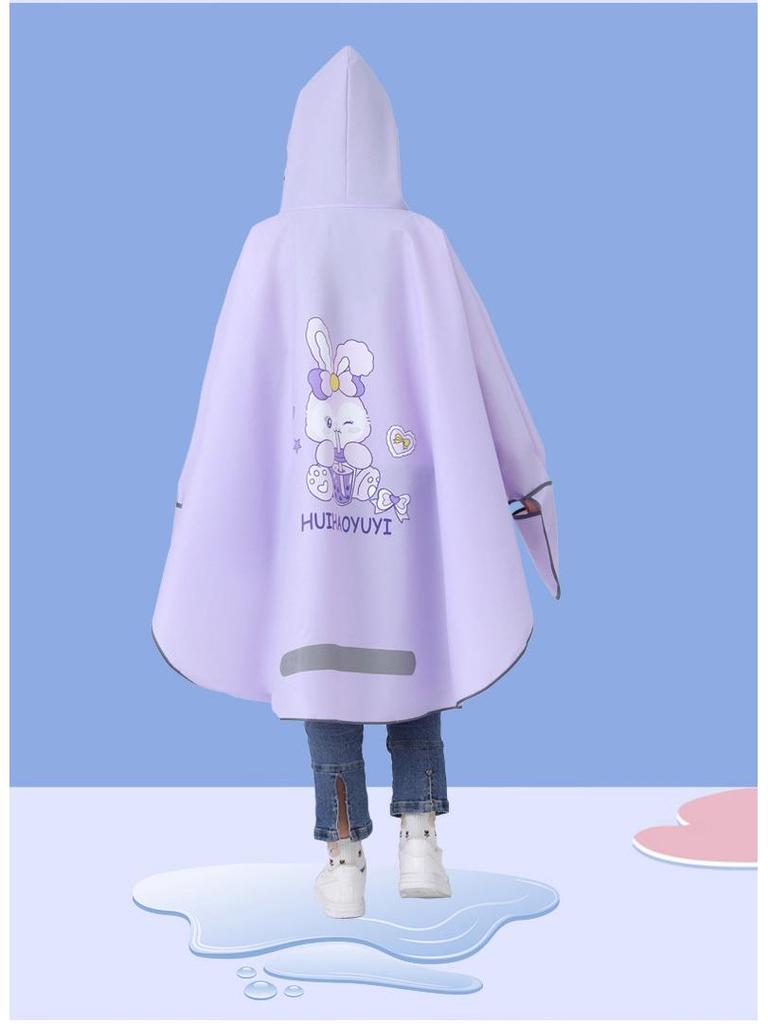 Cartoon Rain Poncho for Students: Waterproof Bicycle and Schoolbag Cover for Boys and Girls