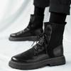 Mode 2024 Stiefel Herren Mode Schwarz Herren Arbeitsstiefel Atmungsaktive Schuhe Mann Bequeme Stiefel Schnürschuhe Herrenschuhe High-Top Sneaker Schuhe