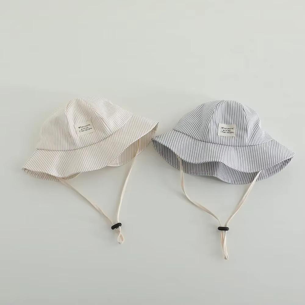 Summer Panama for Baby Korean Striped Bucket Hat Boy Girls Toddler Outdoor Beach Sun Hats Kids Sunscreen Cotton Fisherman Caps