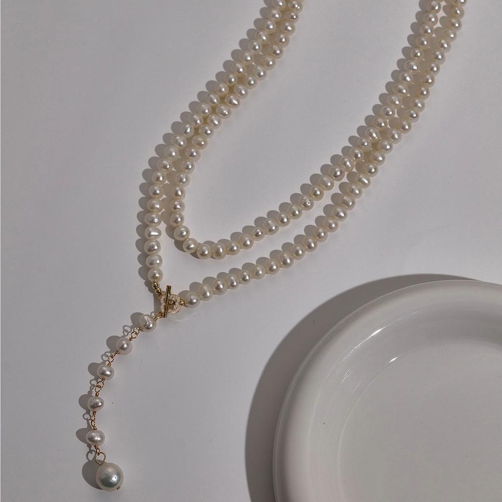 Natural Freshwater Pearl Sweater Chain Women's Long Pendant Fashion Classic Niche Style High Sense Versatile Design Necklace