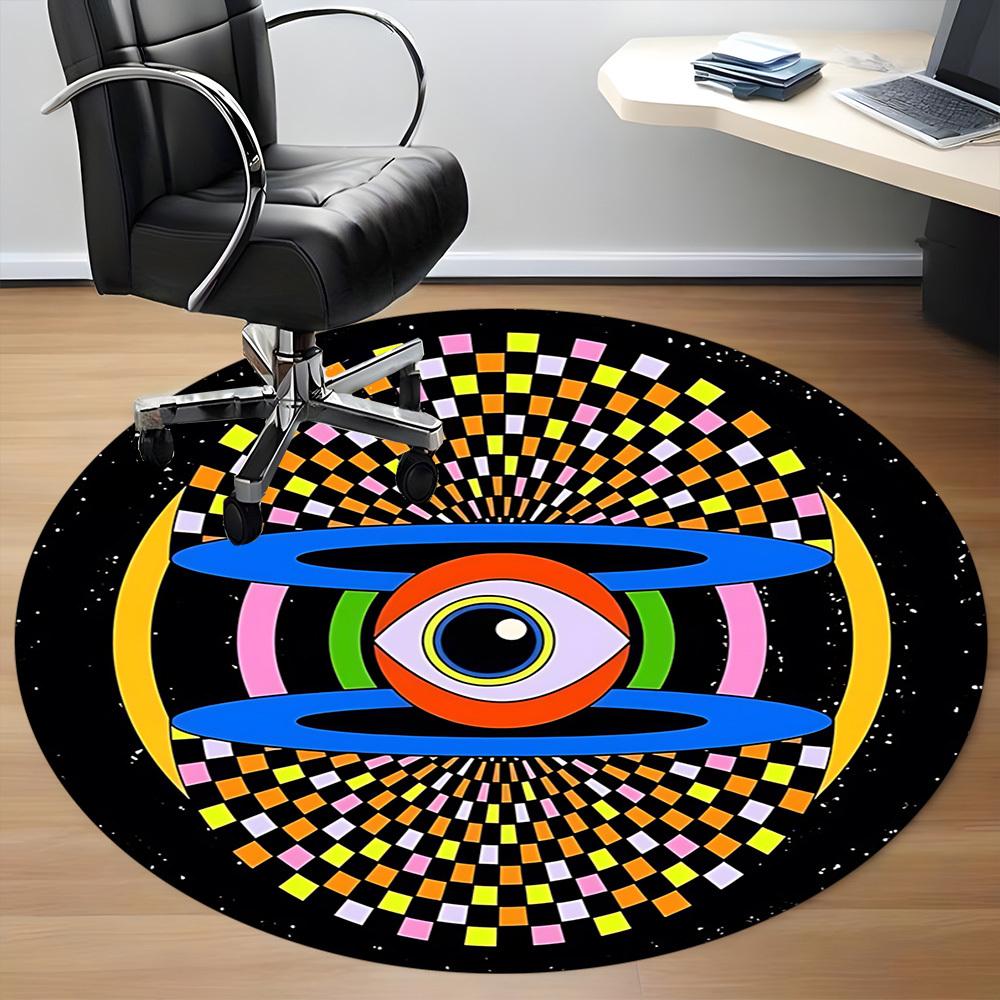 1 Stück Psychedelisches Auge Büro Runder Teppich, Rutschfest, Weich und Langlebig Büroteppich für Innendekoration, Perfekt für Büro, Dekoration yy260204011