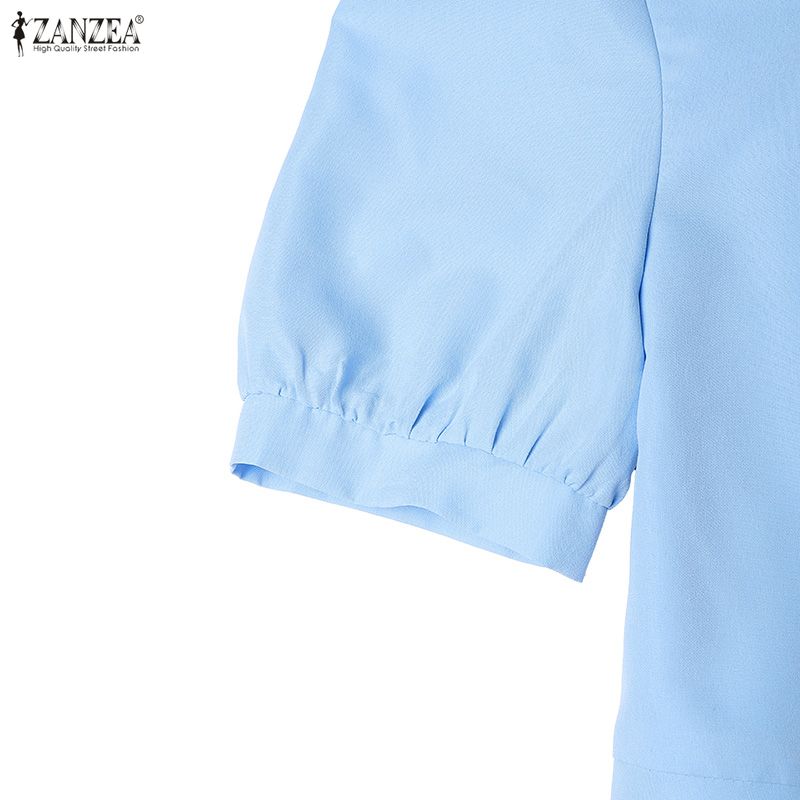 ZANZEA Abito Casual Elegante da Donna con Scollo Quadrato e Maniche Corte