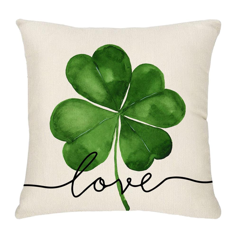 Four-leaf Clover Pillow New Sofa Cushion Cover National Day Green Pillow St. Patrick's Day Pillow Cover