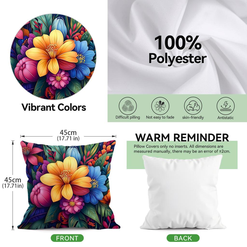 45X45Cm Tropical Plants Flowers Pillowcase Bedroom Sofa Cushion Cover 100% Polyester Living Room Cushion Pillowcase Home Decor