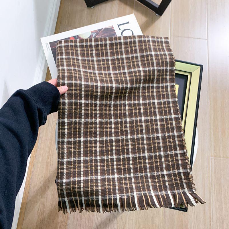 Women's Faux Cashmere Plaid Scarf - Korean Style, Thick & Warm Autumn/Winter Shawl