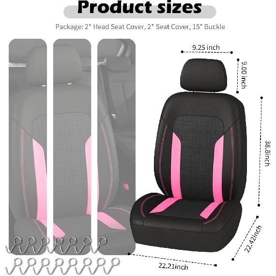 2 Pack Universal Car Seat Cover With Breathable Mesh Backrest,Comfortable Car Seat Protector With Foam Padding And Retaining Buckle,Highly Elastic