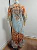 2026 Sommer Hellblau Retro-Print Hemdkleid