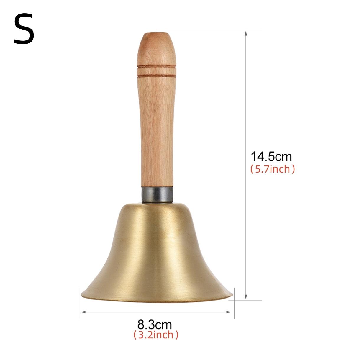 

Miwayer Extra Loud Solid Brass Hand Call Bell with Wooden Handle 4.3/3.2in Used For Weddings, School Classroom, Service And Game