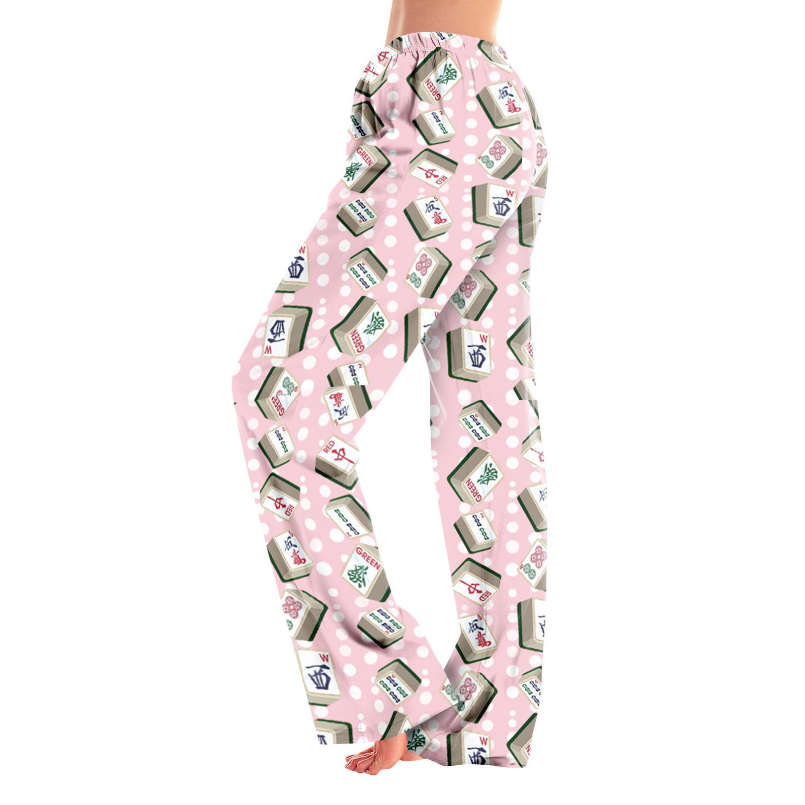 

Пижамные штаны для взрослых, одежда для сна, повседневные брюки с эластичной резинкой на талии, удобные прямые свободные брюки для йоги M киноварь