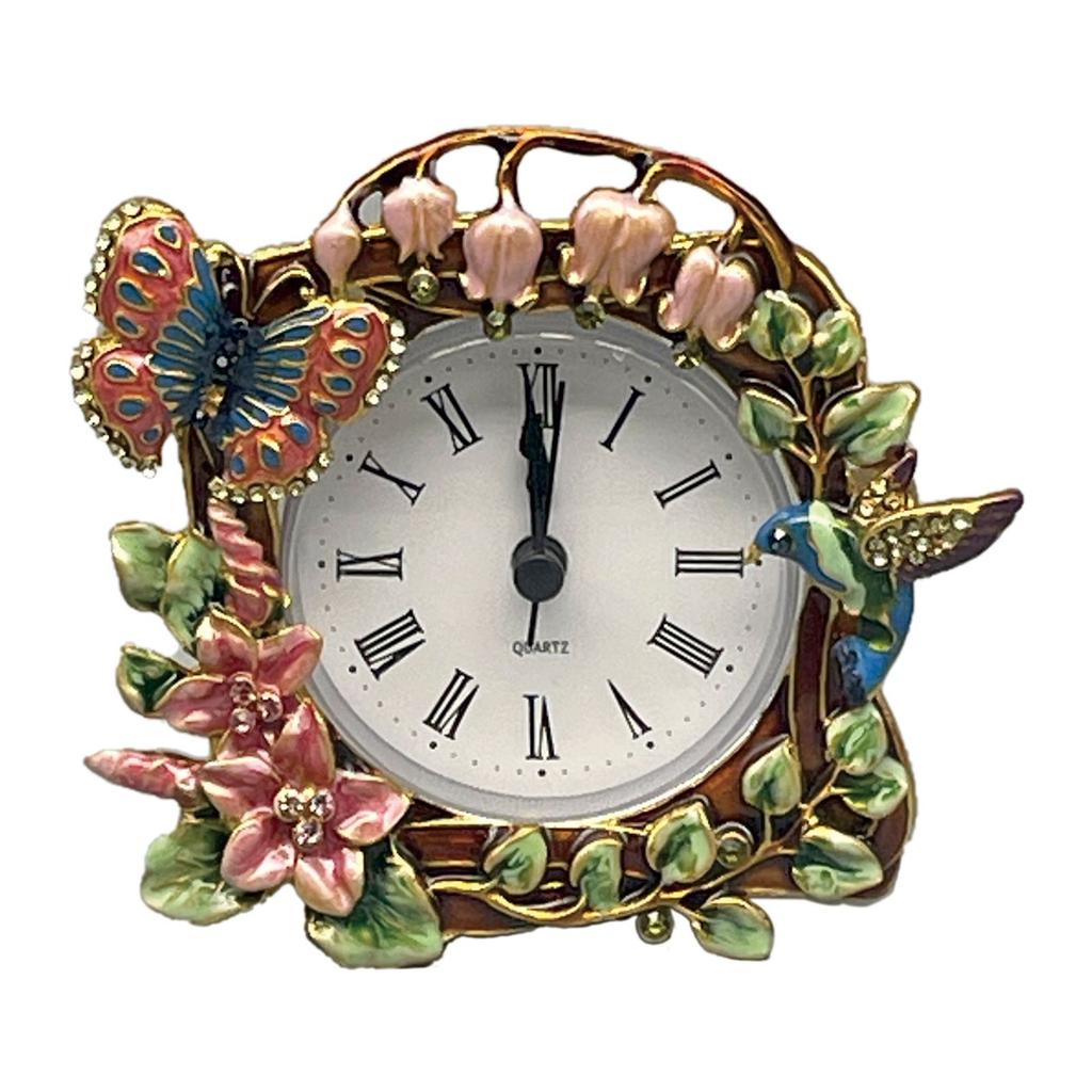 Decorative Mini Table Clock Enamel Color Clock Simple Clock Living Room Decoration Retro Metal Clock