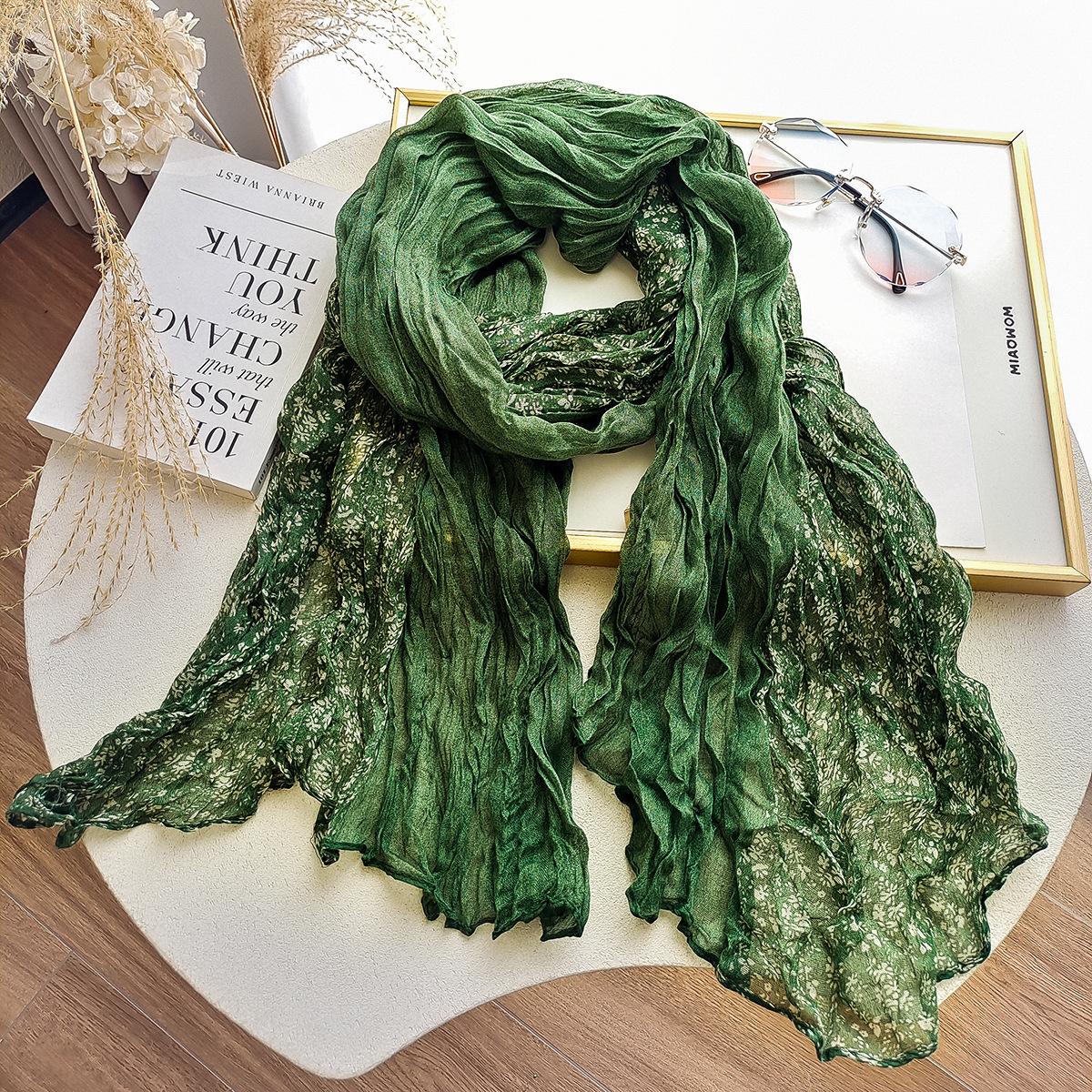 

Хлопково-льняной солнцезащитный шарф Модный универсальный плетеный шарф-косичка 90*180cm